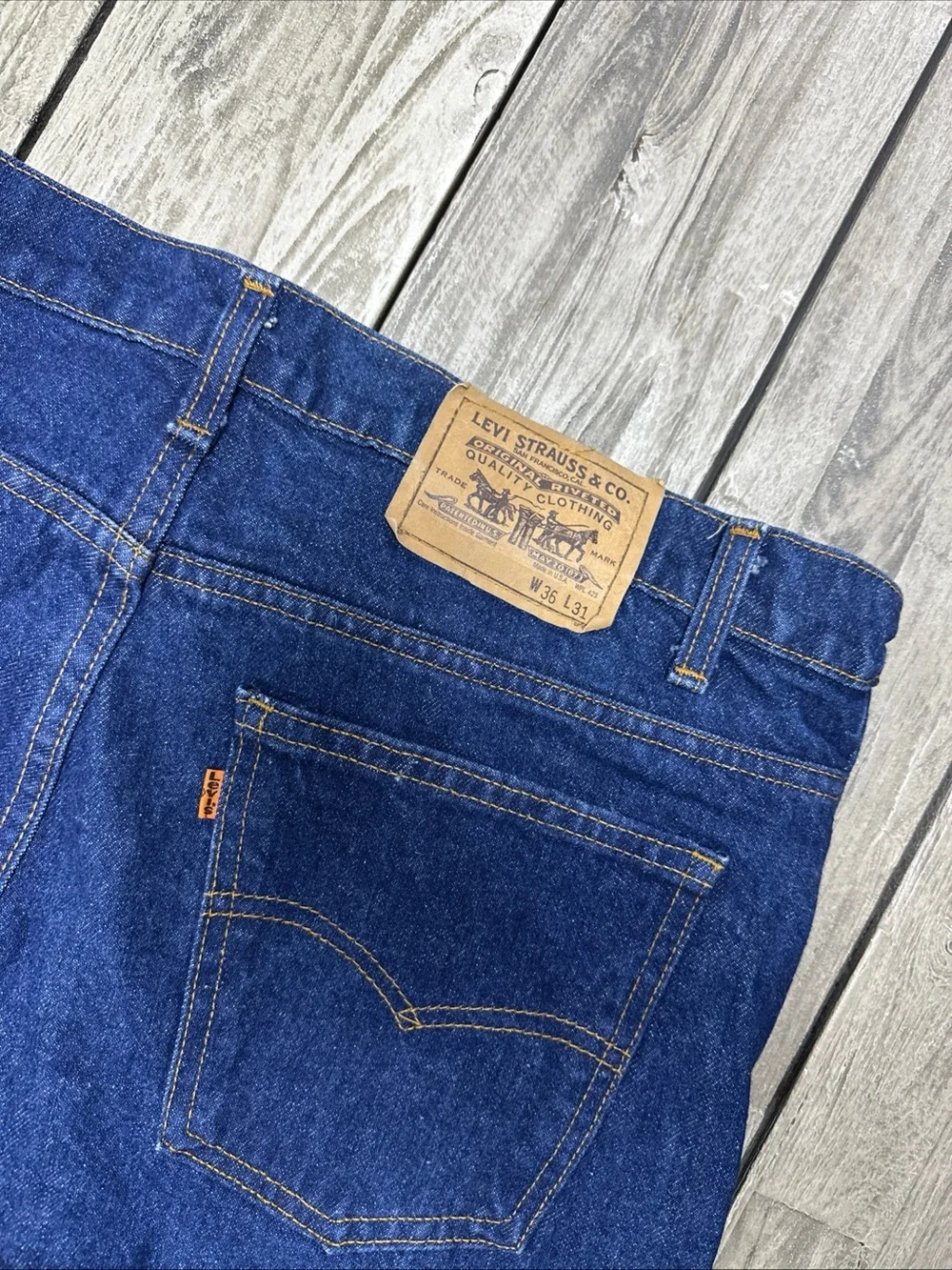 Vintage 80s Levi's 509 Orange Tab Denim Blue Jeans Men’s 36x31 Made in USA